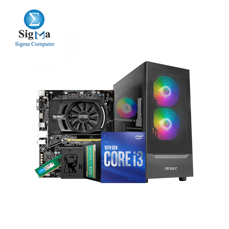 Intel Core i3-10100F GIGABYTE INTEL H510M H PALIT GeForce GTX 1650 Crucial 8GB DDR4-3200 Kingston 240GB - A400 CASE ANTEC NX4155 3FAN PSU ATOM ANTEC V550 